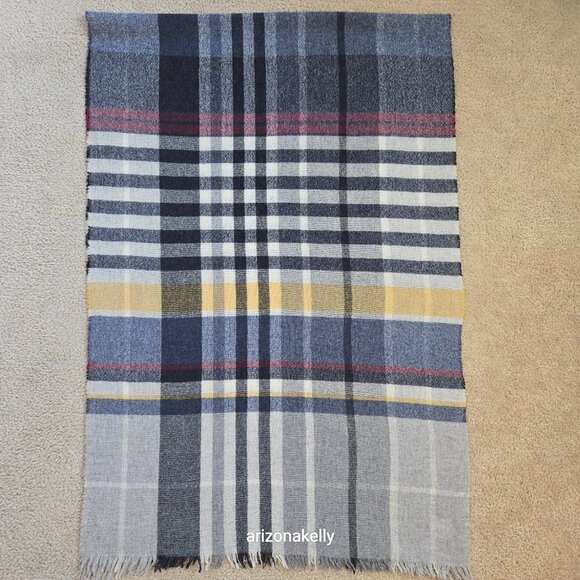 J. Crew Woven Wool Plaid Italy Grey Blue Yellow Maroon - Picture 5 of 8